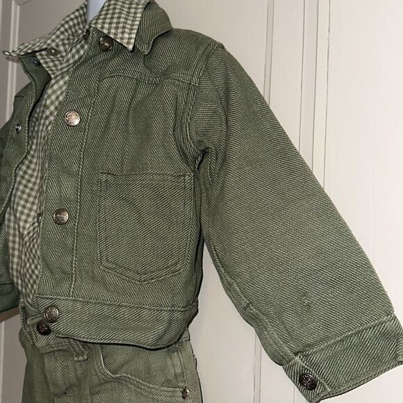 Vintage 70s Sears green denim jean jacket/pants & matching western shirt - Picture 4 of 14